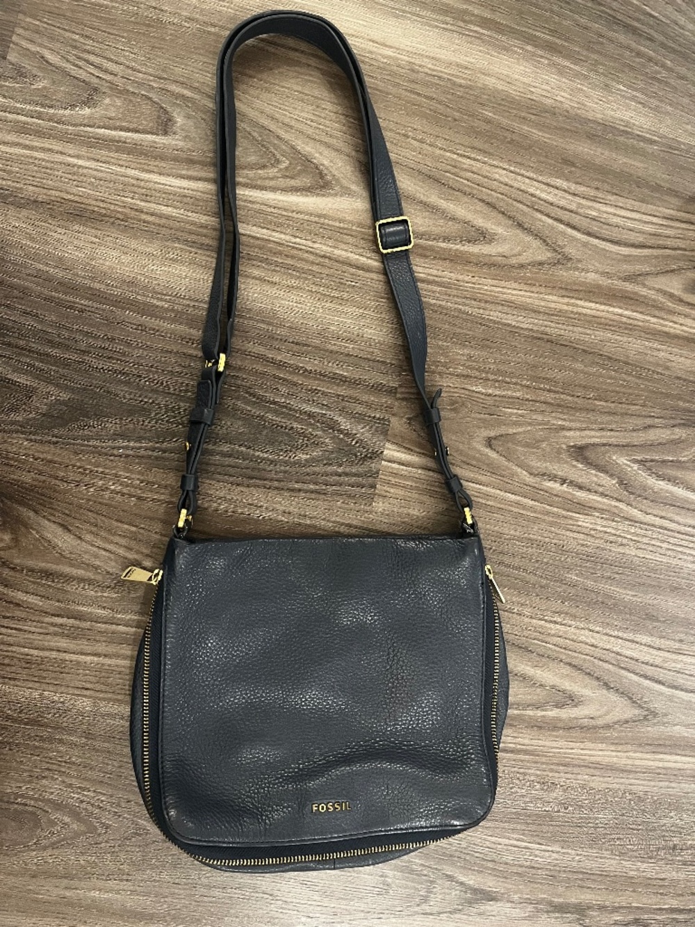 Fossil Navy Blue Leather Crossbody Bag